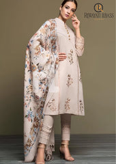 Winter Unstitched 3PCs Embroidered Dhanak Dress With Digital Printed Karandi Shawl RL-654