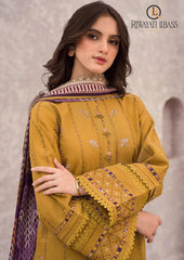 Winter Unstitched 3PCs Embroidered Dhanak Dress With Digital Printed Karandi Shawl RL-655
