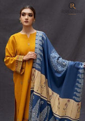 Winter Unstitched 3PCs Embroidered Dhanak Dress With Digital Printed Karandi Shawl RL-658