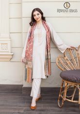 Winter Unstitched 3PCs Embroidered Dhanak Dress With Digital Printed Karandi Shawl RL-677
