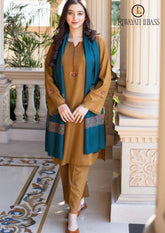 Winter Unstitched 3PCs Embroidered Dhanak Dress With Digital Printed Karandi Shawl RL-669