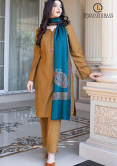 Winter Unstitched 3PCs Embroidered Dhanak Dress With Digital Printed Karandi Shawl RL-669
