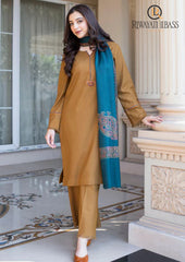 Winter Unstitched 3PCs Embroidered Dhanak Dress With Digital Printed Karandi Shawl RL-669