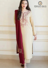 Winter Unstitched 3PCs Embroidered Dhanak Dress With Embroidered Dhanak Shawl RL-670