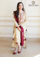 Winter Unstitched 3PCs Embroidered Dhanak Dress With Embroidered Dhanak Shawl RL-670