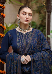 Winter Unstitched 3PCs Heavy Embroidered Dhanak Dress With Heavy Embroidered Dhanak Shawl RL-672