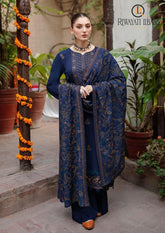Winter Unstitched 3PCs Heavy Embroidered Dhanak Dress With Heavy Embroidered Dhanak Shawl RL-672
