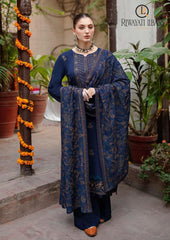 Winter Unstitched 3PCs Heavy Embroidered Dhanak Dress With Heavy Embroidered Dhanak Shawl RL-672