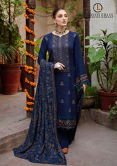 Winter Unstitched 3PCs Heavy Embroidered Dhanak Dress With Heavy Embroidered Dhanak Shawl RL-672