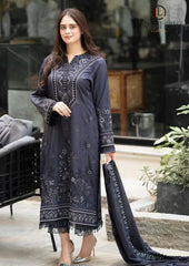 Winter Unstitched 3PCs Embroidered Dhanak Dress With Embroidered Dhanak Shawl RL-673