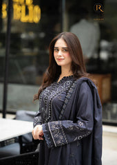 Winter Unstitched 3PCs Embroidered Dhanak Dress With Embroidered Dhanak Shawl RL-673