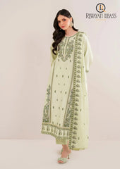 Winter Unstitched 3PCs Embroidered Dhanak Dress With Embroidered Dhanak Shawl RL-674