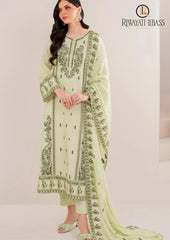 Winter Unstitched 3PCs Embroidered Dhanak Dress With Embroidered Dhanak Shawl RL-674