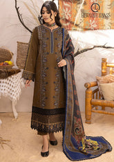 Winter Unstitched 3PCs Embroidered Dhanak Dress With Digital Printed Karandi Shawl RL-682