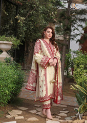 Winter Unstitched 3PCs Embroidered Dhanak Dress With Embroidered Dhanak Shawl RL-686