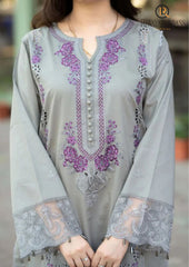 Summer Unstitched 3PCs Embroidered Lawn Dress With Embroidered Bamber Chiffon Dupatta RL-312