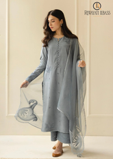 Summer Unstitched 3PC Lawn Embroidered Shirt With Organza Dupatta RL-140