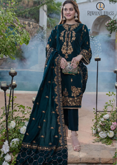 Unstitched Embroidered Velvet 3PCs With Velvet Shawl RL-601