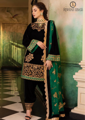 Unstitched 3PCs Embroidered Velvet With Organza Dopata RL-591