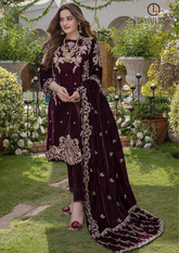 Unstitched Embroidered Velvet 3PCs With Velvet Shawl RL-605