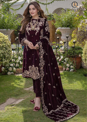 Unstitched Embroidered Velvet 3PCs With Velvet Shawl RL-605
