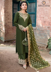 Summer Unstitched 3PCs Silk Embroidered With Jaquard Duppatta RL-283