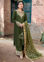 Summer Unstitched 3PCs Silk Embroidered With Jaquard Duppatta RL-283