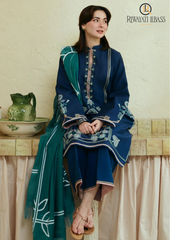 Summer Unstitched 3PCs Embroidered Lawn Dress With Printed Chiffon Dupatta RL-204