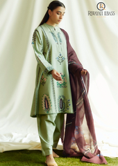 Summer Unstitched 3PCs Embroidered Lawn Dress With Digital Printed Monar Dupatta RL-205