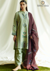 Summer Unstitched 3PCs Embroidered Lawn Dress With Digital Printed Monar Dupatta RL-205