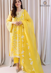 Summer Unstitched 3PCs Embroidered Lawn Dress With Organza Dupatta RL-208