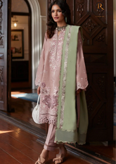 Summer Unstitched 3PCs Embroidered Lawn Dress With Polysster Chiffon Dupatta RL-215