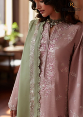 Summer Unstitched 3PCs Embroidered Lawn Dress With Polysster Chiffon Dupatta RL-215