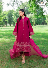 Summer Unstitched 3PCs Embroidered Lawn Dress With Monar Dupatta RL-219