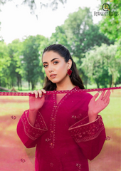 Summer Unstitched 3PCs Embroidered Lawn Dress With Monar Dupatta RL-219