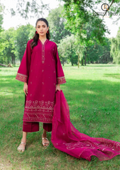 Summer Unstitched 3PCs Embroidered Lawn Dress With Monar Dupatta RL-219
