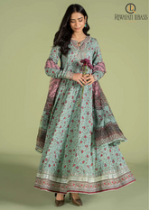 Summer Unstitched 3PCs Digital Printed Swiss Lawn Dress With Printed Lawn Trouser RL-233