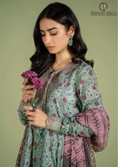 Summer Unstitched 3PCs Digital Printed Swiss Lawn Dress With Printed Lawn Trouser RL-233