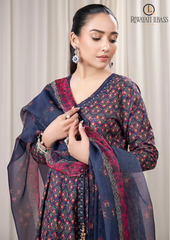 Summer Unstitched 3PCs Digital Printed Swiss Lawn Dress With Printed Lawn Trouser RL-234