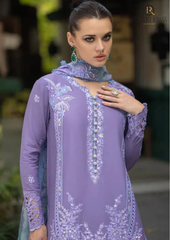 Summer Unstitched 3PCs Chickan Kari Embroidered Lawn Dress With Digital Printed Silk Dupatta RL-236