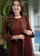 Summer Unstitched 3PCs Embroidered Lawn Dress With Chiffon Dupatta RL-237