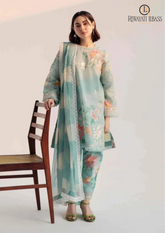 Summer Unstitched 3PCs Embroidered Lawn Dress With Digital Printed Chiffon Dupatta RL-238