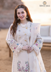 Summer Unstitched 3PCs Chickan Kari Lawn Dress With Embroidered Organza Dupatta RL-241