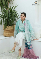 Summer Unstitched 3PCs Embroidered Lawn Dress With Monar Printed Dupatta RL-244