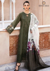 Summer Unstitched 3PCs Chickan kari Embroidered Lawn Dress With Monar Printed Dupatta RL-245