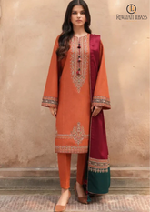 Summer Unstitched 3PCs Embroidered Lawn Dress With Printed Monar Dupatta RL-246