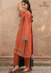 Summer Unstitched 3PCs Embroidered Lawn Dress With Printed Monar Dupatta RL-246