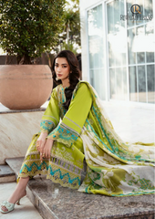 Summer Unstitched 3PCs Embroidered Lawn Dress With Printed Monar Dupatta RL-247