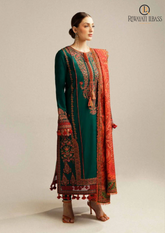 Summer Unstitched 3PCs Embroidered Lawn Dress With Heavy Embroidered Monar Dupatta RL-249