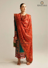 Summer Unstitched 3PCs Embroidered Lawn Dress With Heavy Embroidered Monar Dupatta RL-249